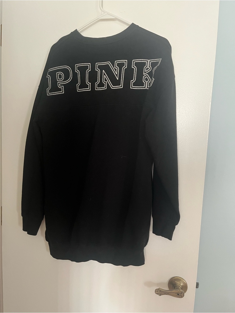 PINK Victoria's Secret Black Crewneck with Contrasting White Logo